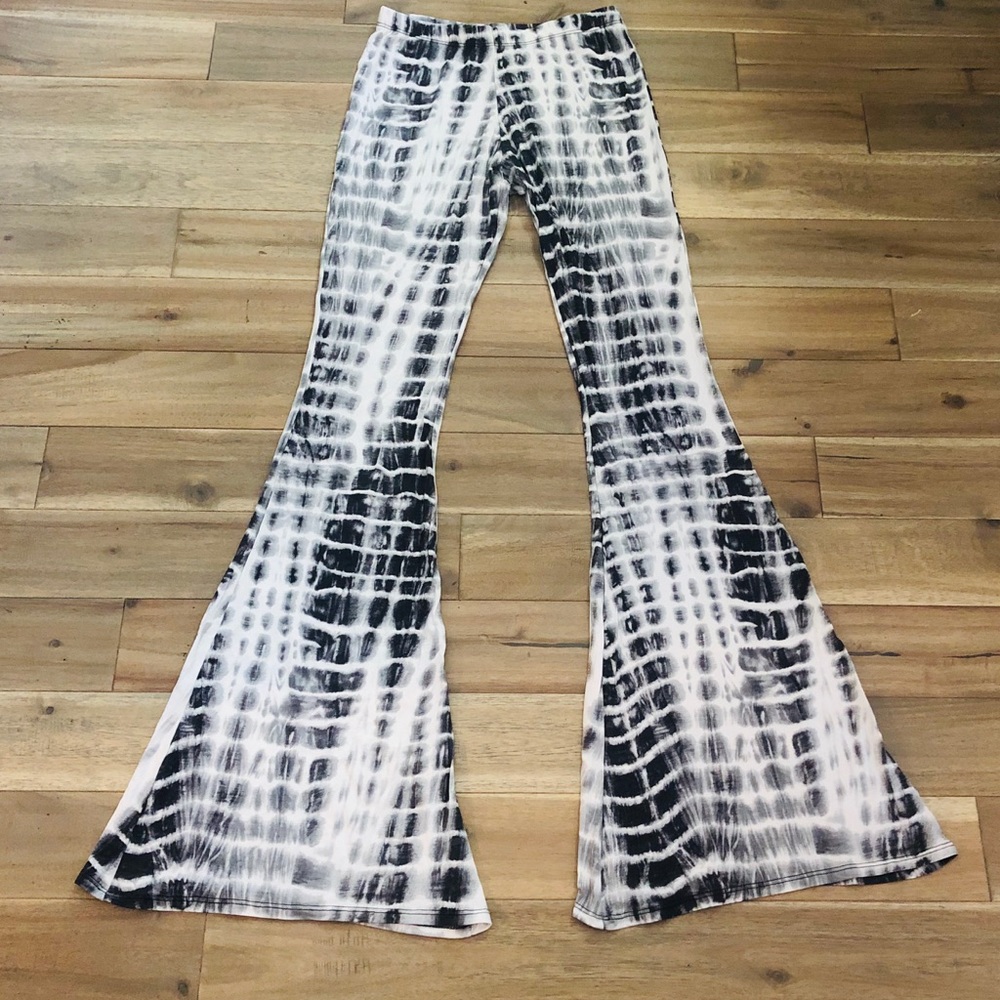 Tie Dye Black & White Flare Pants